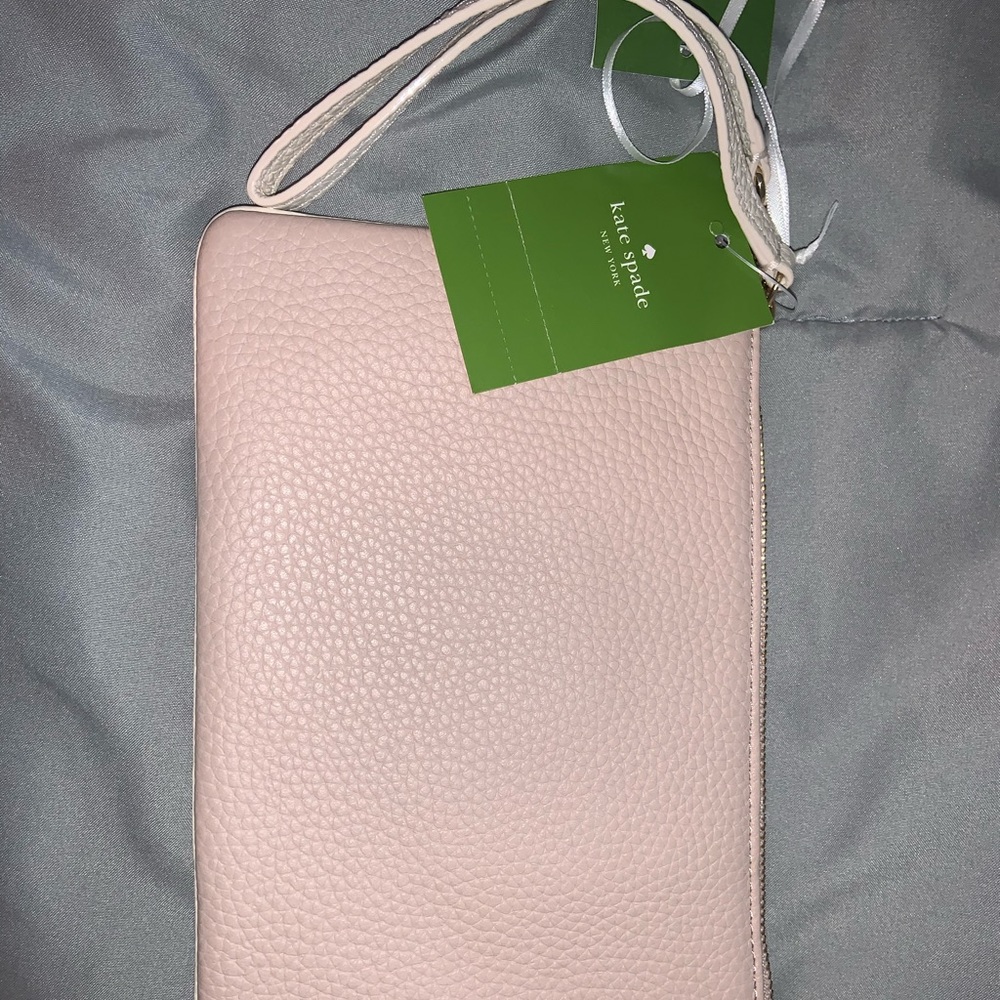 Kate Spade Tinie Zip wristlet Leather Rose Cloud
